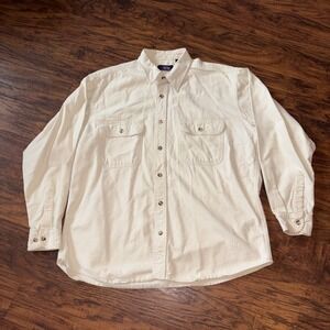 Vintage Five Brother Flannel Button Down Shirt Union Made In USA IVORY XL